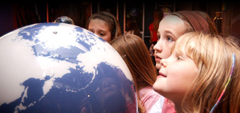 School children at spaceport